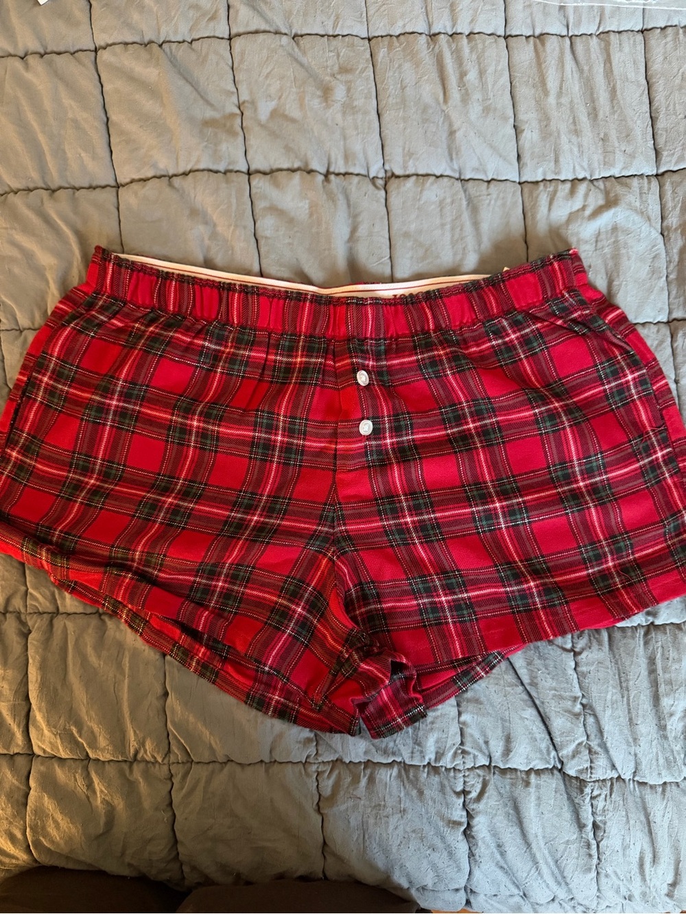 Hollister Red Plaid Cotton Lounge Shorts